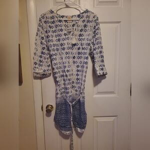 Blue and White Patterned Dress